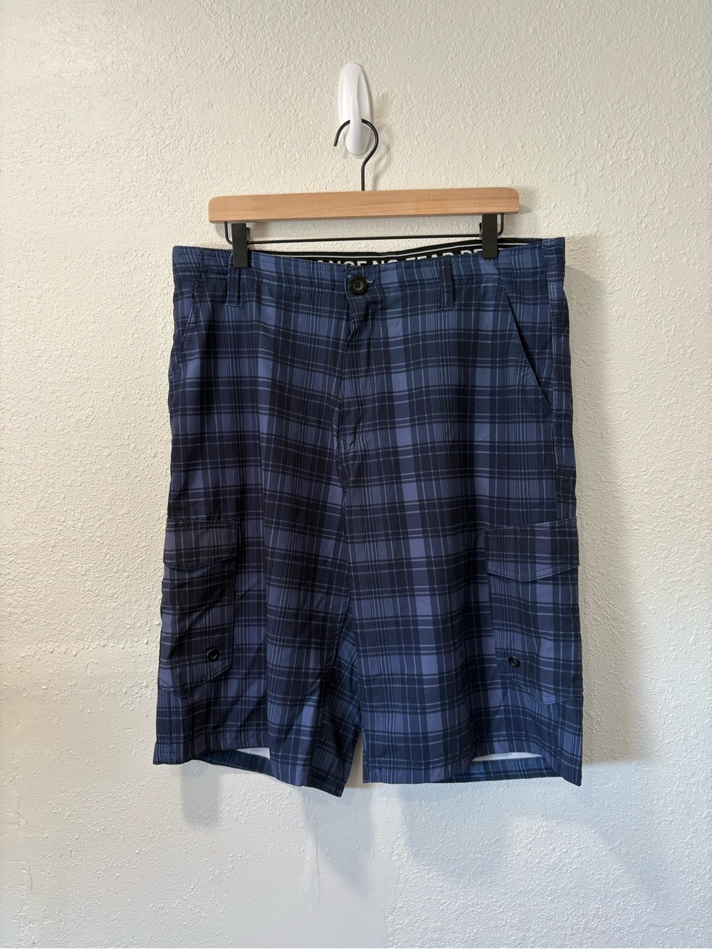 Plaid Blue Cargo Shorts for Men